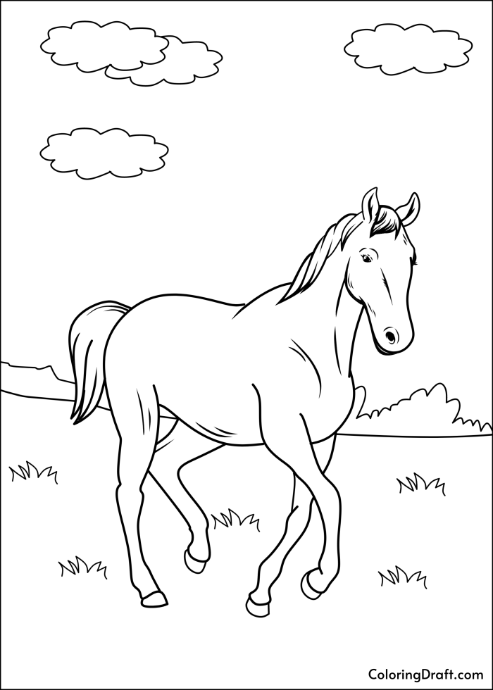 Realistic Horse Coloring Pages - ColoringDraft.com