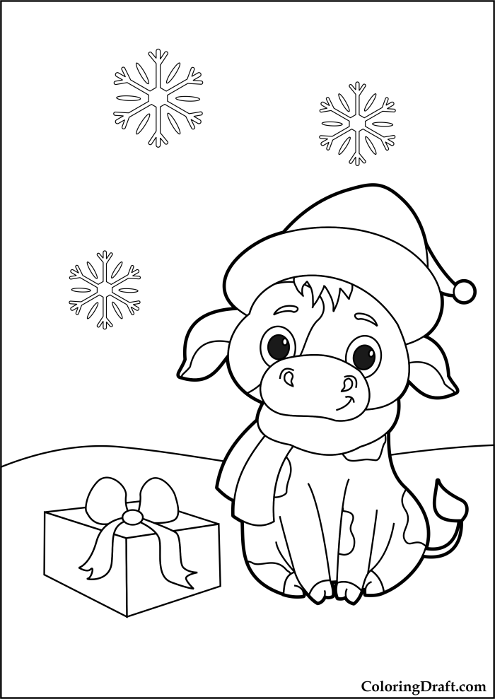 Christmas Cow Coloring Pages Christmas Cow Coloring Pages