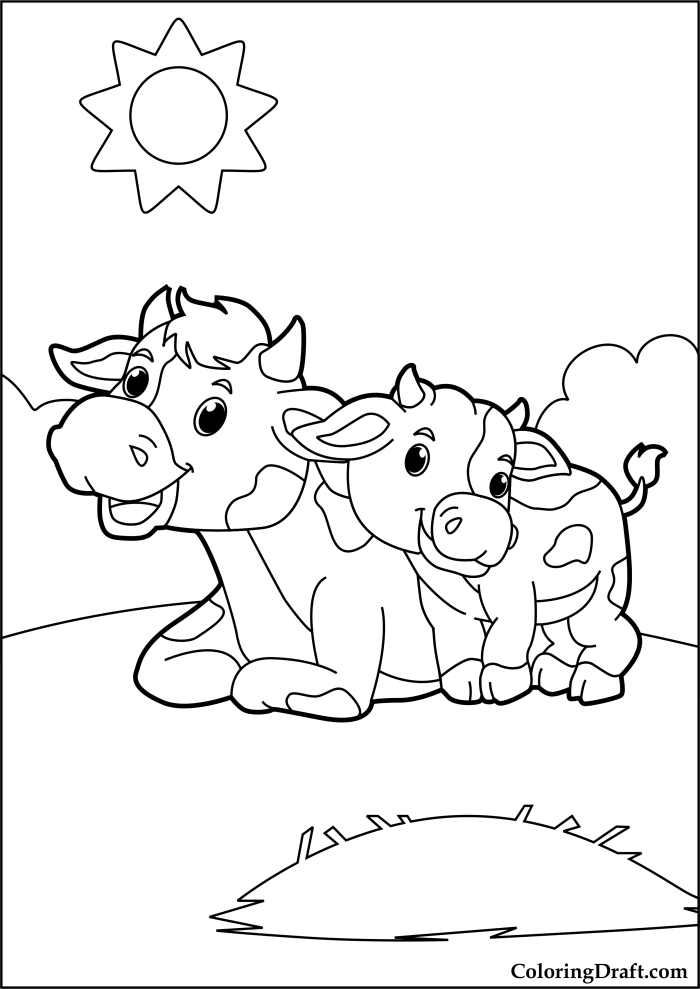 Cow And Calf Coloring Pages Cow And Calf Coloring Pages