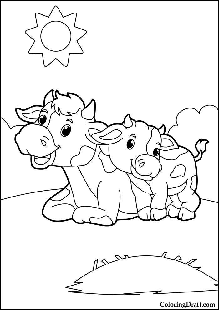 Cow And Calf Coloring Pages