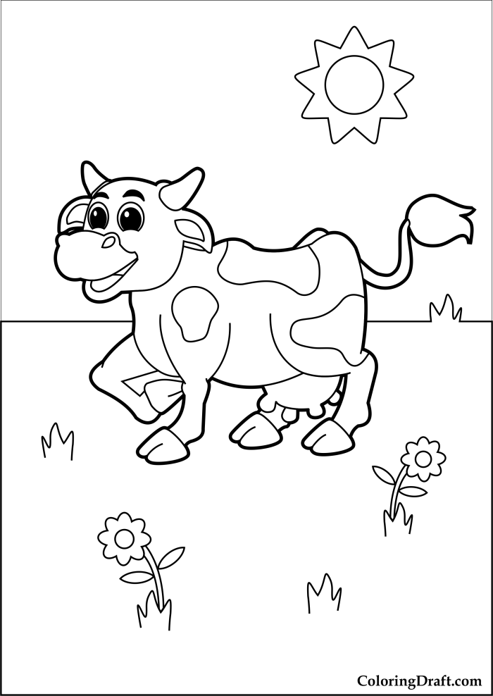 Cow In The Field Coloring Pages Cow In The Field Coloring Pages