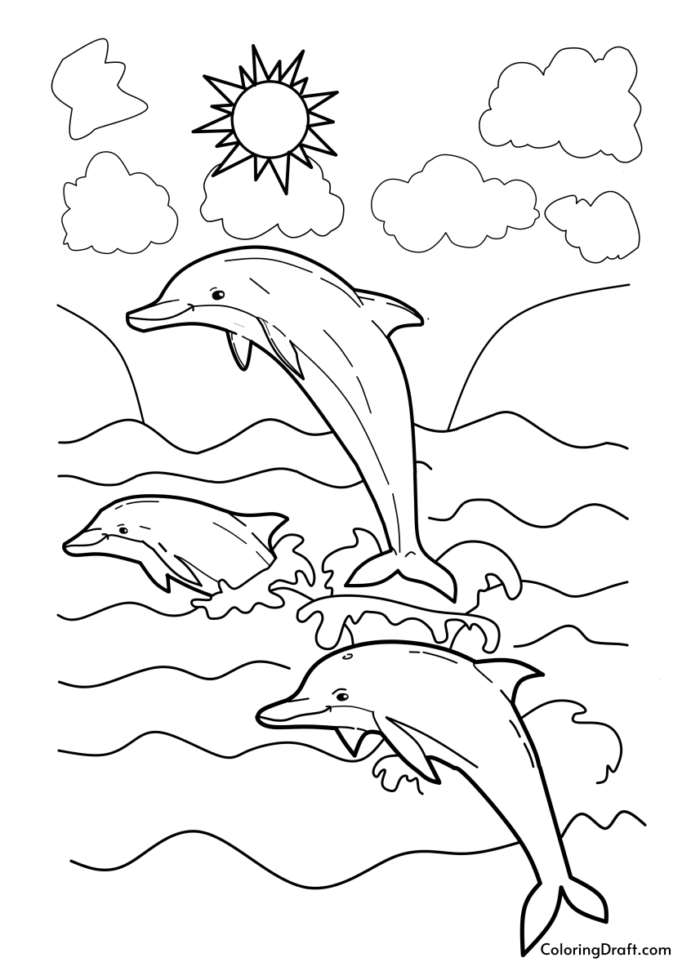 Dolphin Diving Into Sea Design