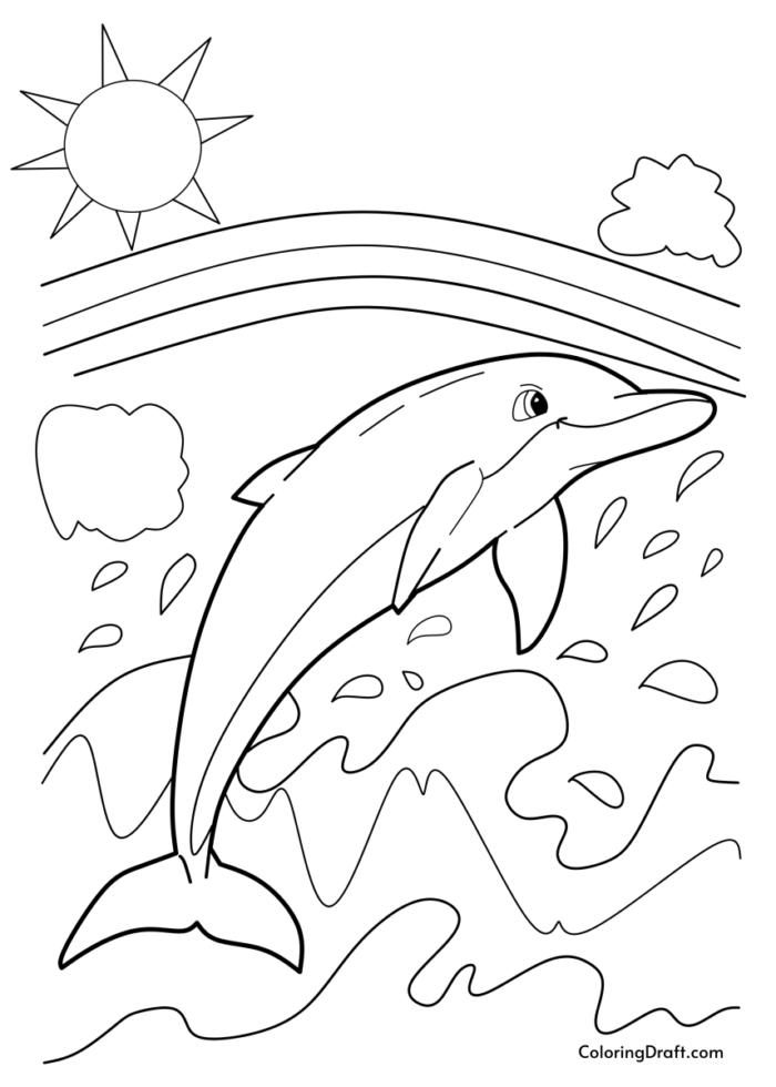 Dolphin Diving Into Sea Design