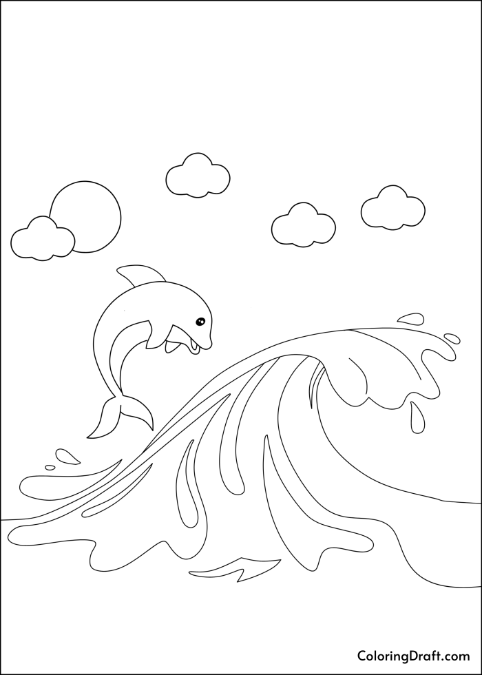 Dolphin In Ocean Waves Design