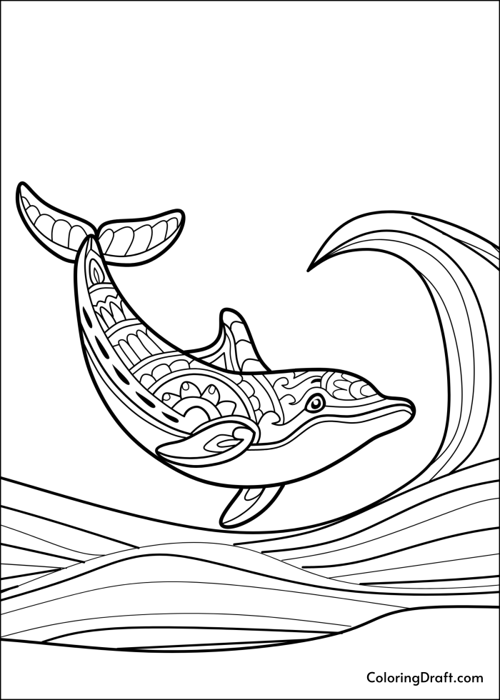 Dolphin Mandala Coloring Pages Design