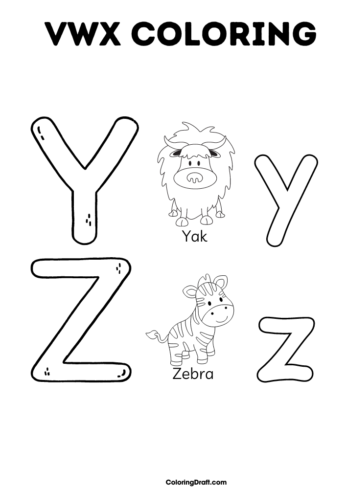 Letters Y Z Coloring Pages Letters Y Z Coloring Pages