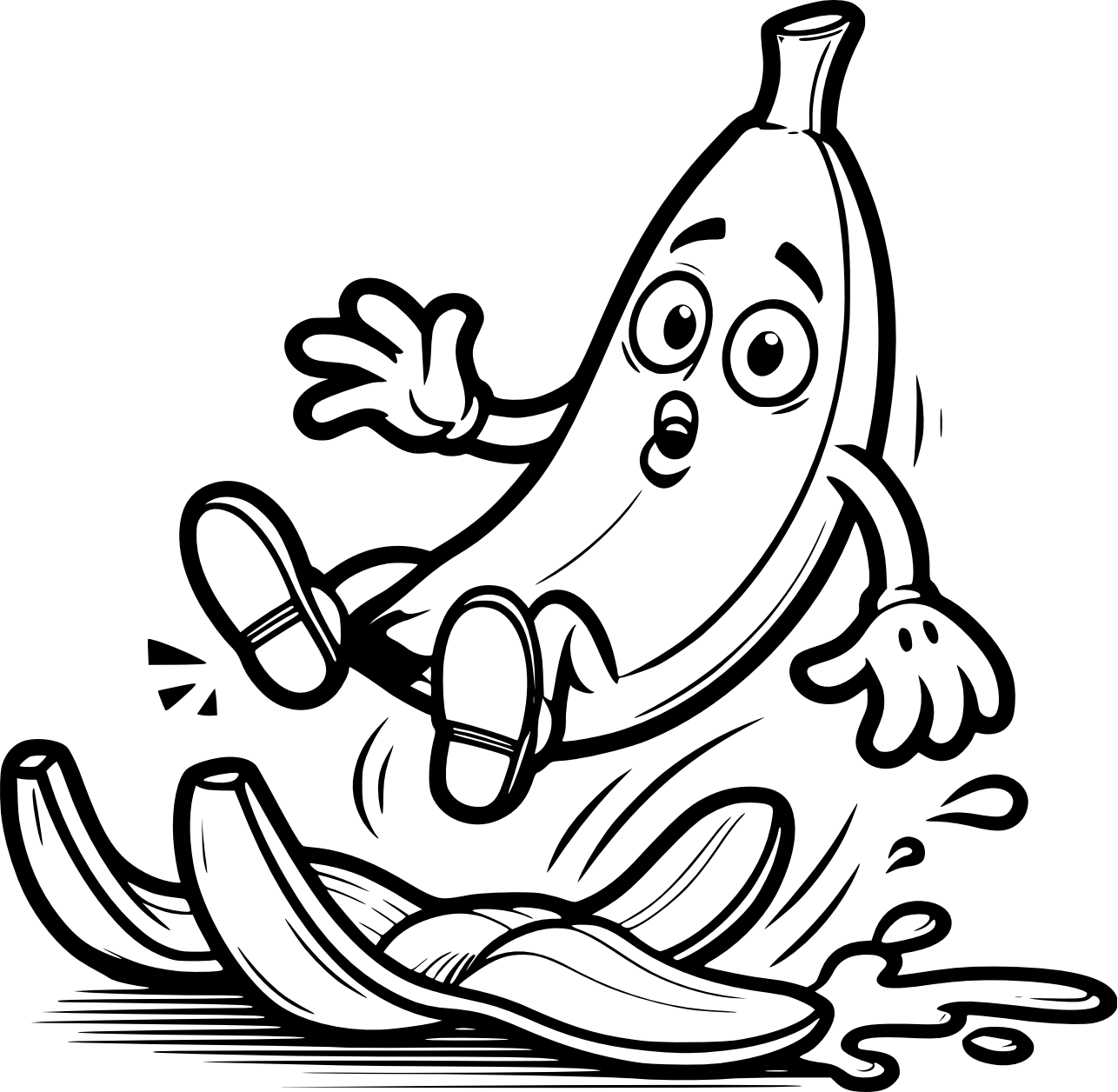 Banana Slips On Own Peel Coloring Pages