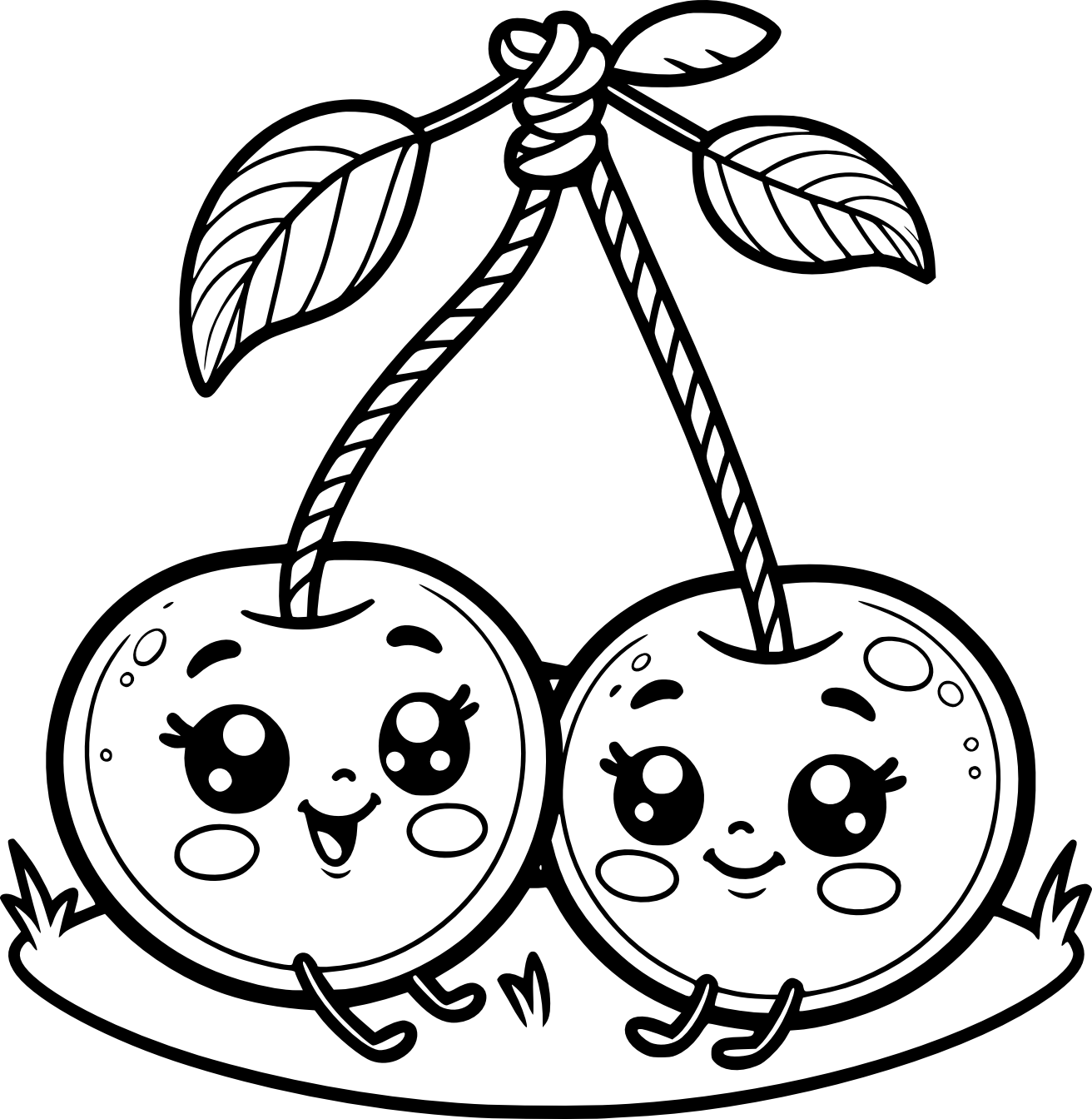 Cherries Swinging On A Stem Coloring Pages Cherries Swinging On A Stem Coloring Pages