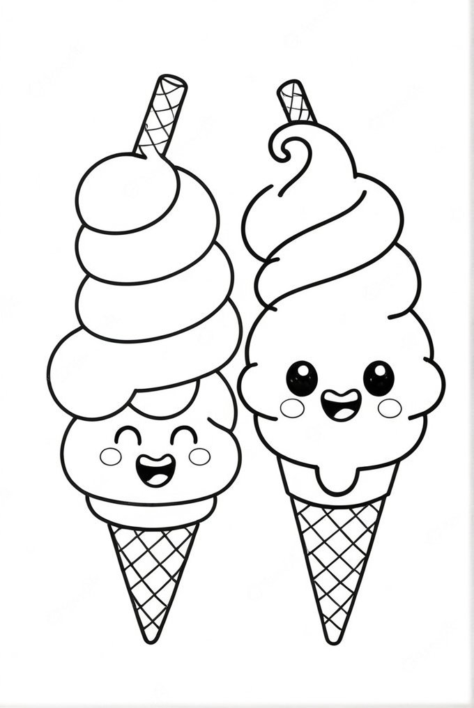 Funny Ice Cream Cone Coloring Pages