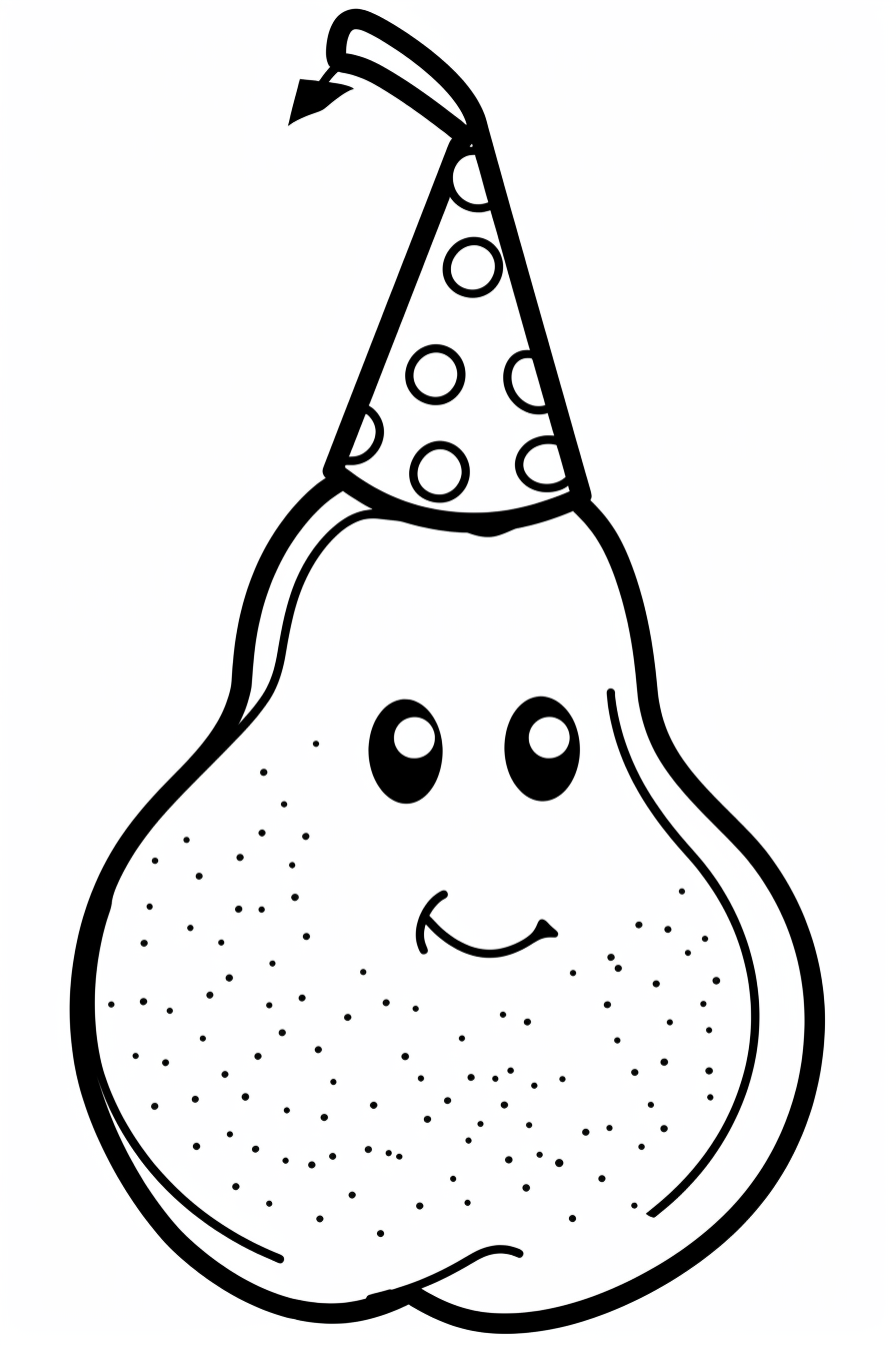 Pear Wearing A Party Hat Coloring Pages Pear Wearing A Party Hat Coloring Pages