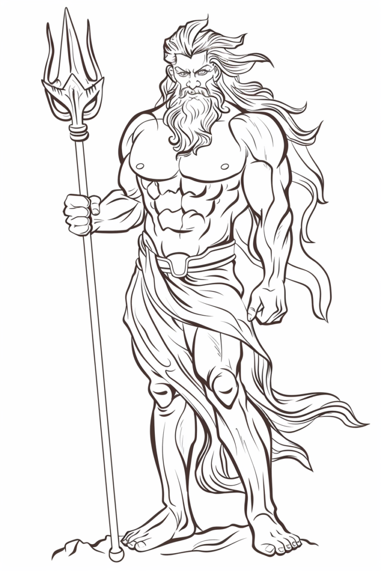 Poseidon coloring pages coloringdraft