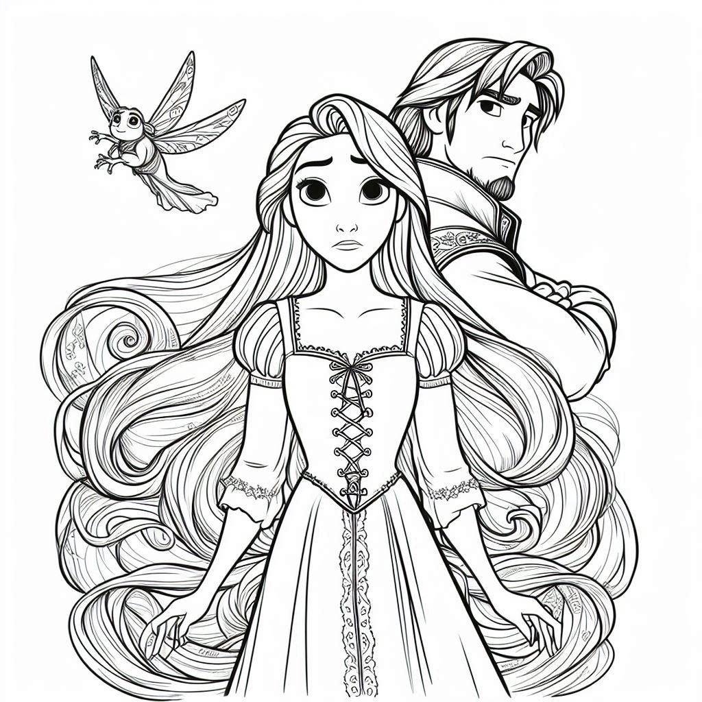 Rapunzel And Flynn Coloring Pages