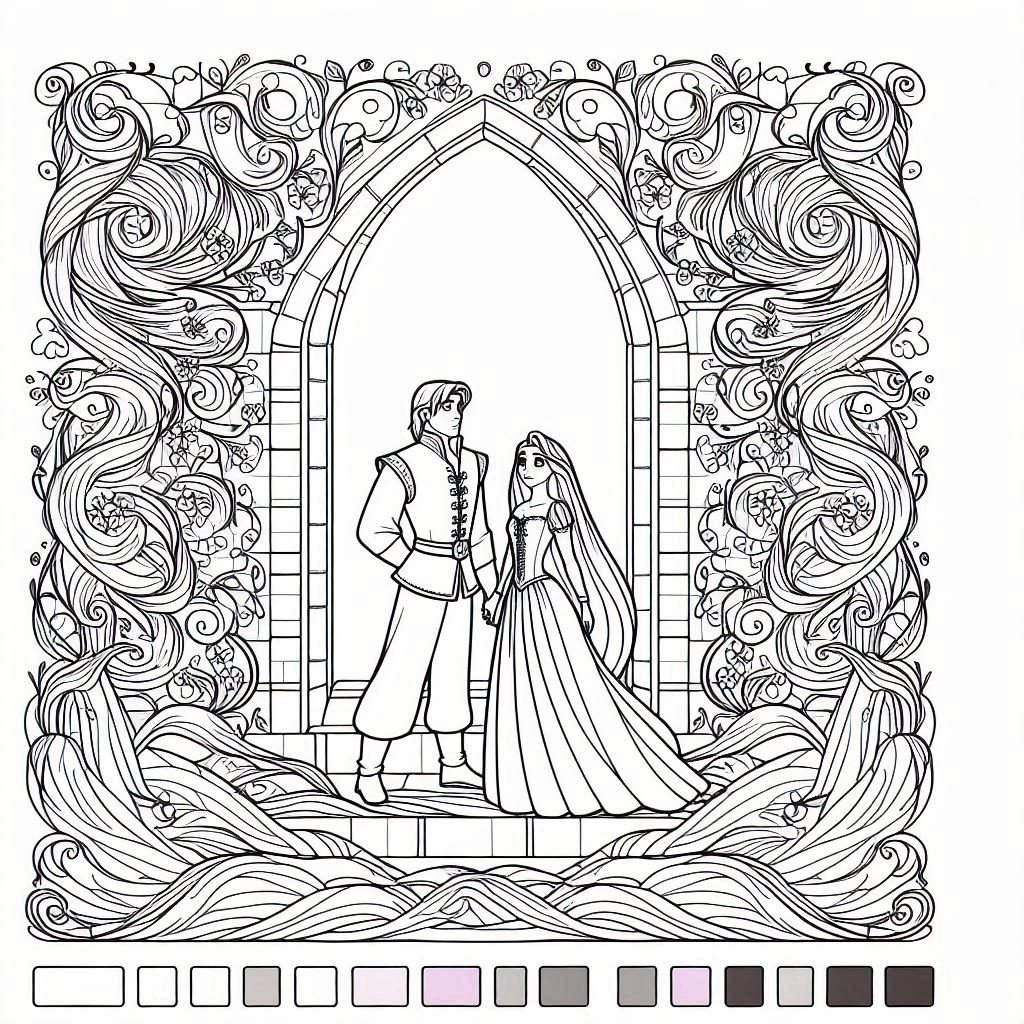 Rapunzel And Flynn Frame 2 Coloring Pages