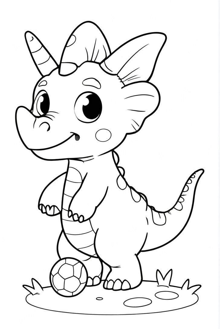 Triceratops Playing Soccer Coloring Pages