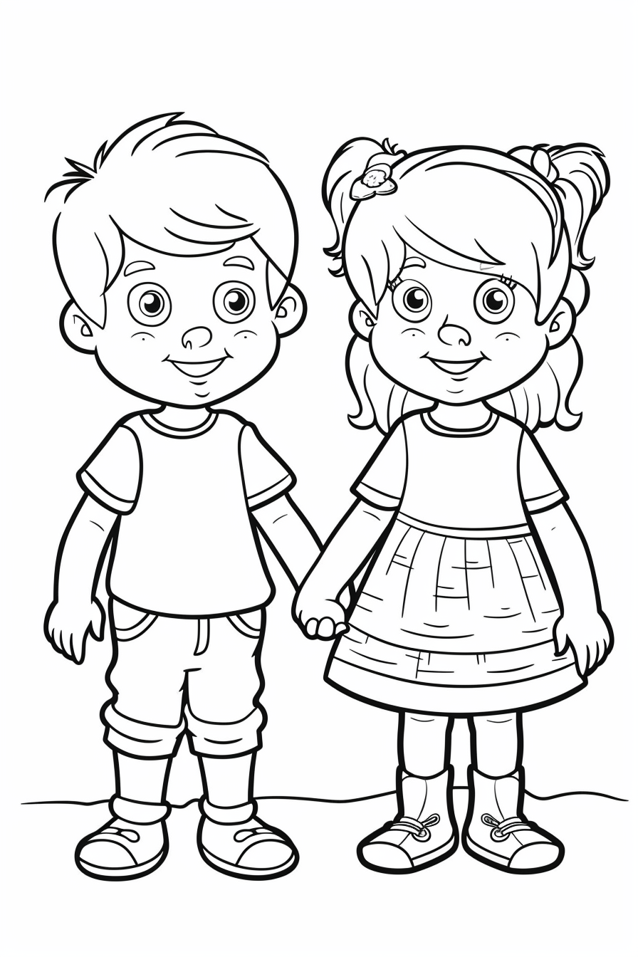 A Kid With His Sister Coloring Pages