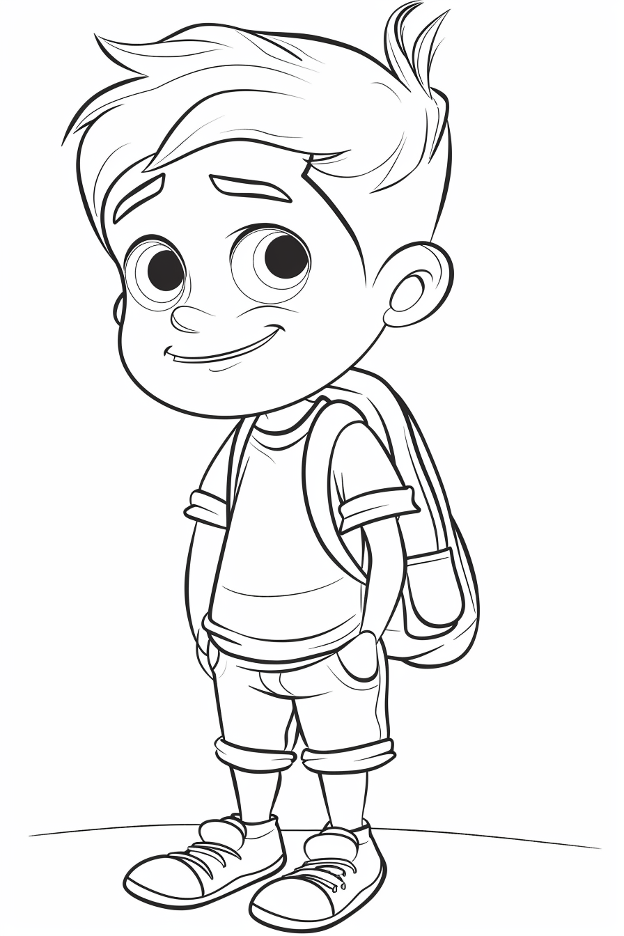 Boy Go To School Coloring Pages 3