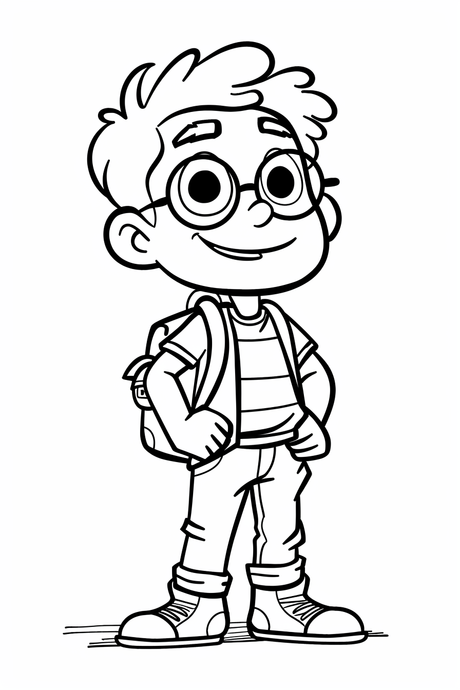 Children With Bag Coloring Pages 1