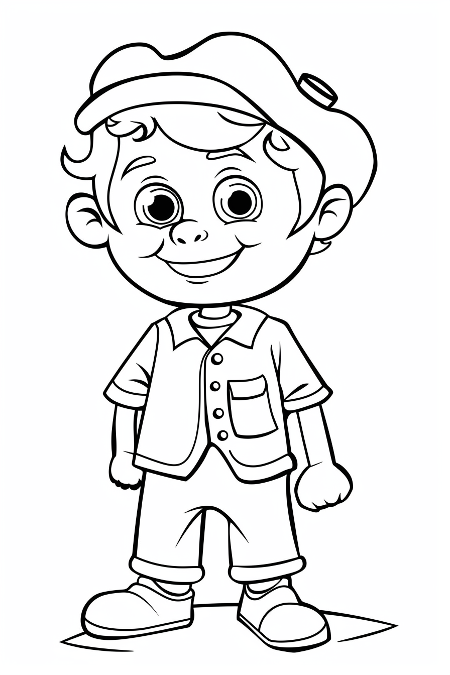 Children With Hat Coloring Pages 2