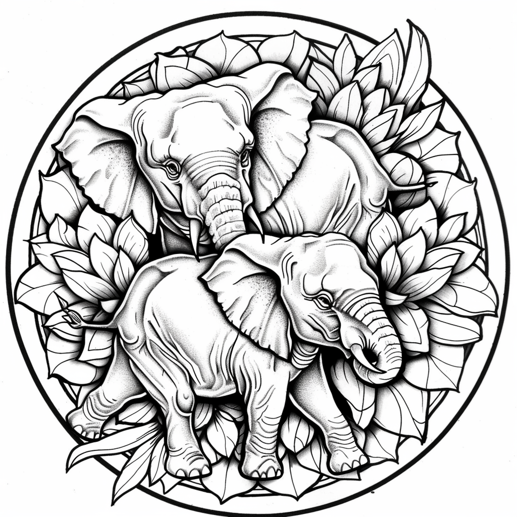Elephant Mandala Coloring Pages