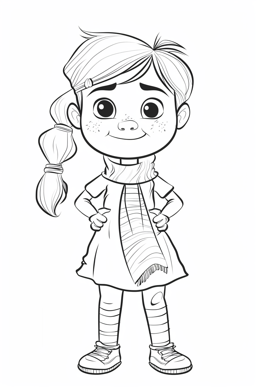 Long Hair Children Coloring Pages 3