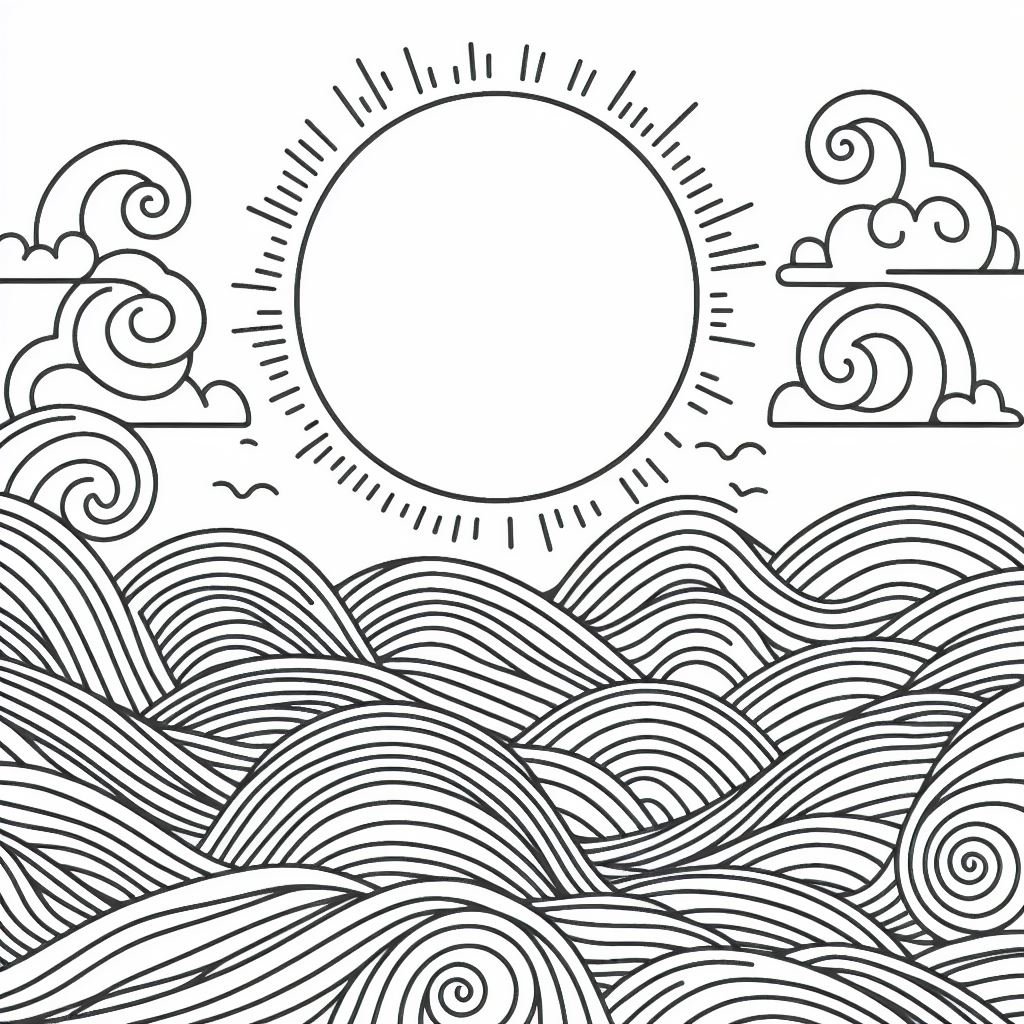 Ocean and Sun Coloring Pages Ocean and Sun Coloring Pages