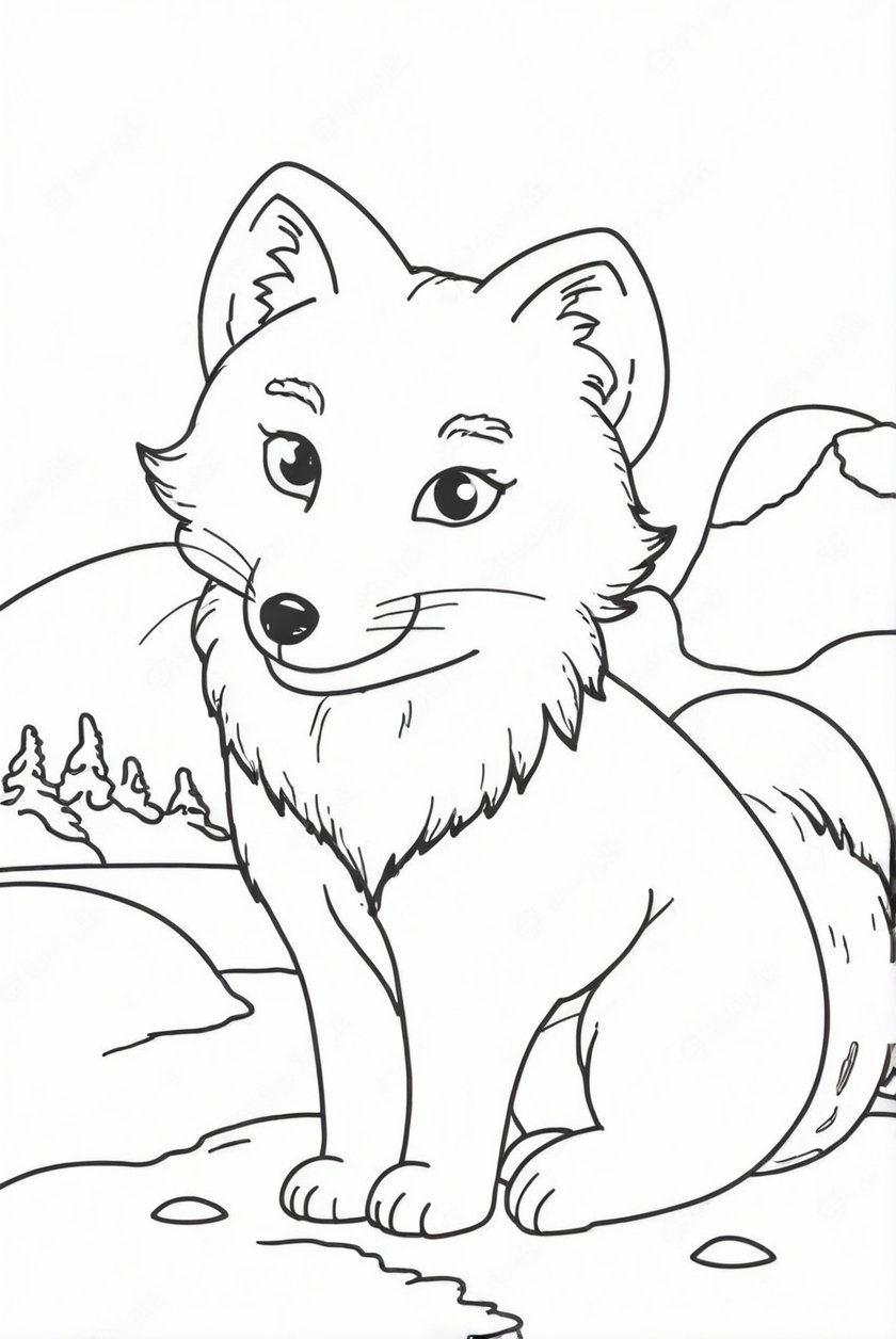 Arctic Fox Smile Coloring Pages