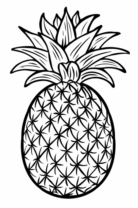 Pineapple Surfing On A Wave Coloring Pages - ColoringDraft.com