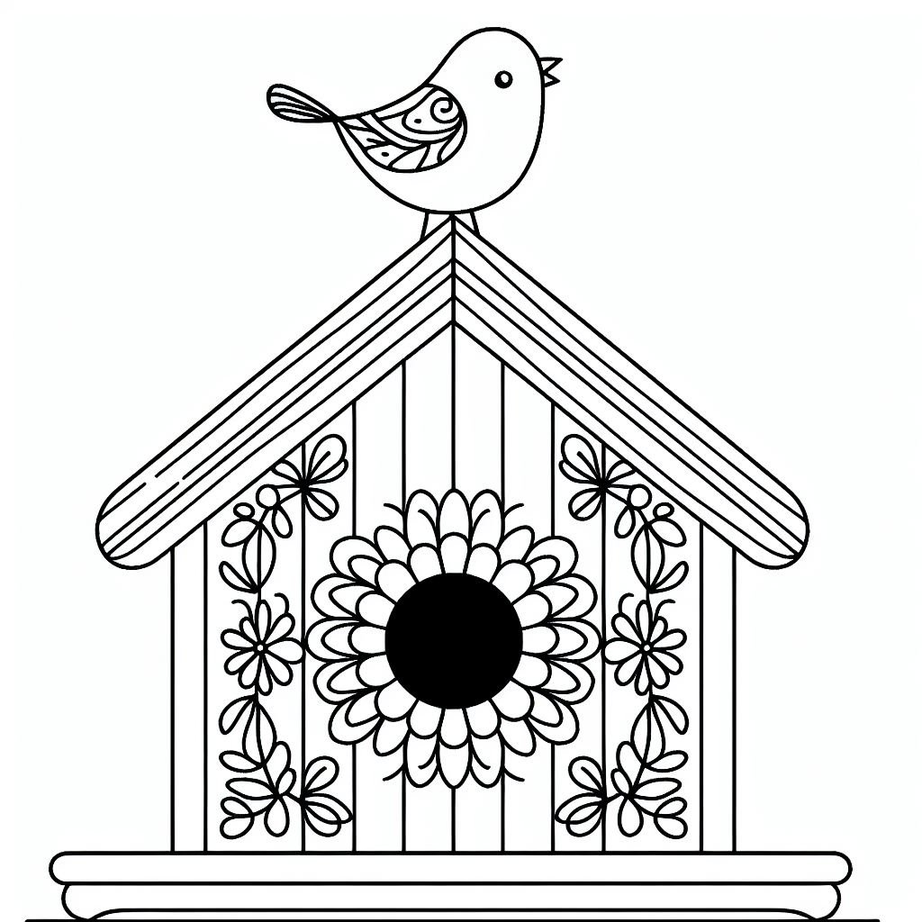 Birdhouse And Bird Coloring Pages Birdhouse And Bird Coloring Pages