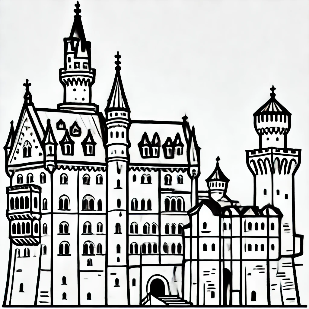 Cartoon Neuschwanstein Castle Coloring Pages Cartoon Neuschwanstein Castle Coloring Pages