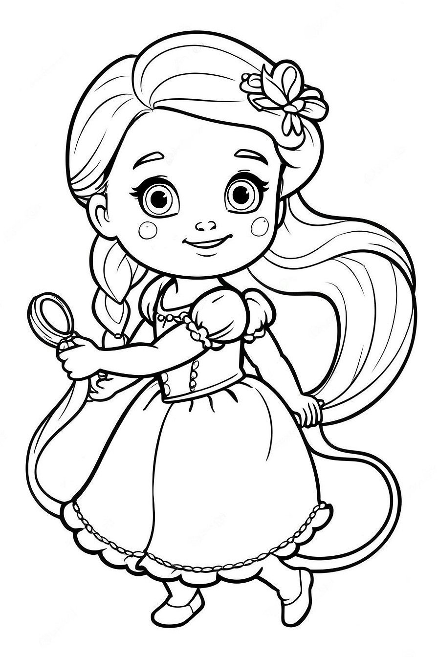 Cute Baby Rapunzel Coloring Pages