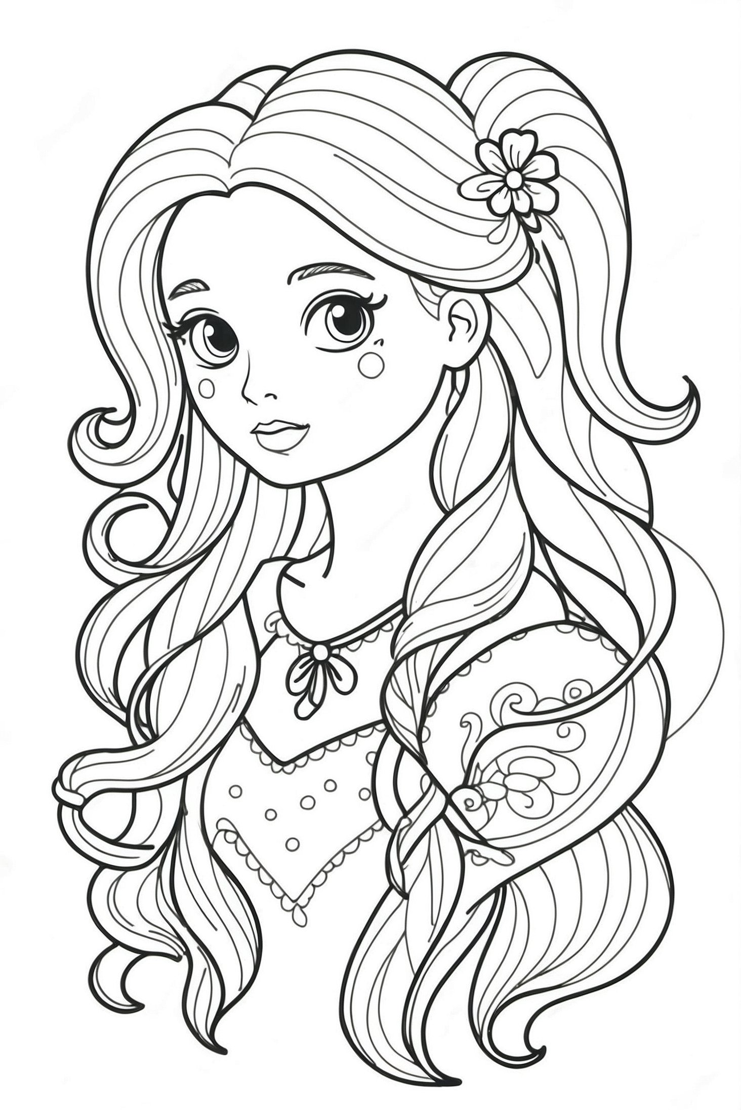 Cute Long Hair Girl Coloring Pages Cute Long Hair Girl Coloring Pages