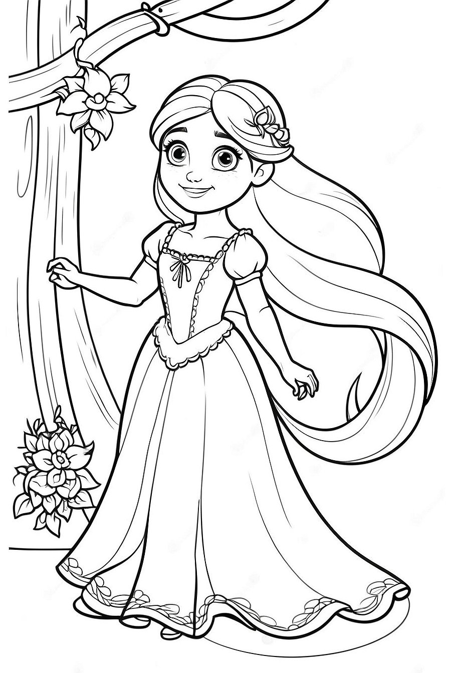 Cute Rapunzel Coloring Pages