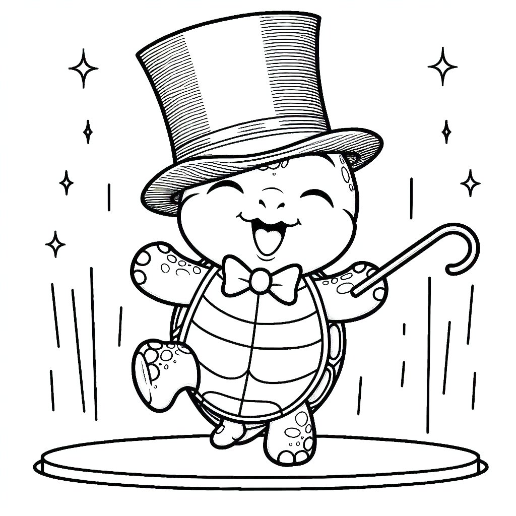Dancing turtle coloring pages coloringdraft