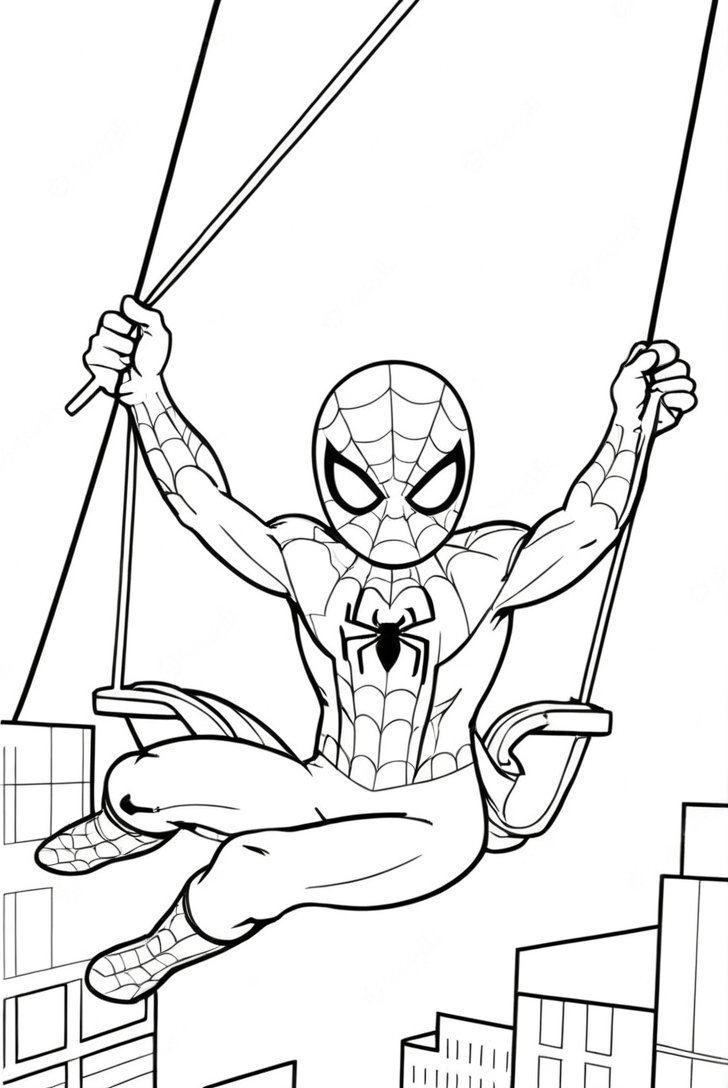 Dunny Spiderman Swing Coloring Pages