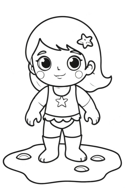 Girl With Star Coloring Pages