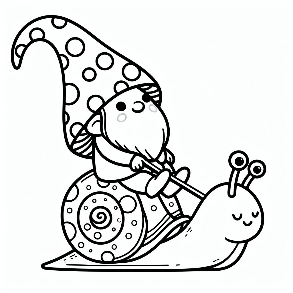 Gnome On Snail Coloring Pages Gnome On Snail Coloring Pages