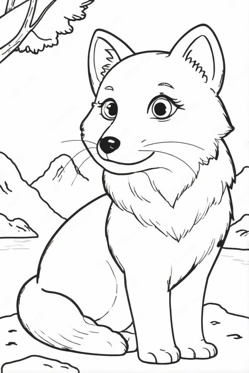 Kid Arctic Fox Coloring Pages