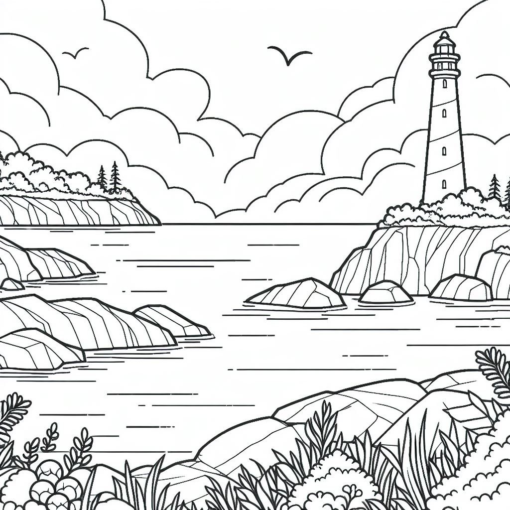 Lighthouse By The Sea Coloring Pages Lighthouse By The Sea Coloring Pages