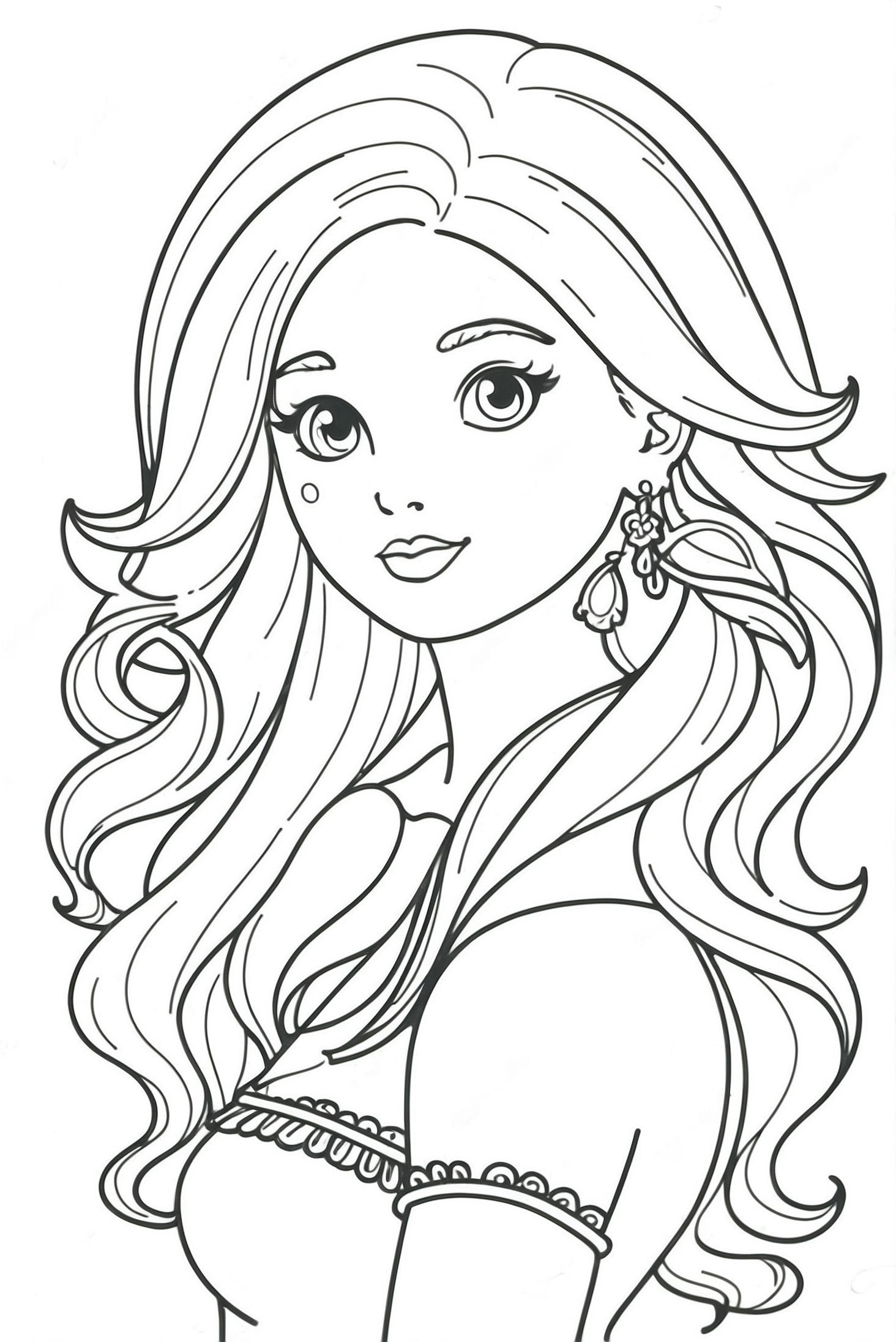 Long Hair Girl Coloring Pages