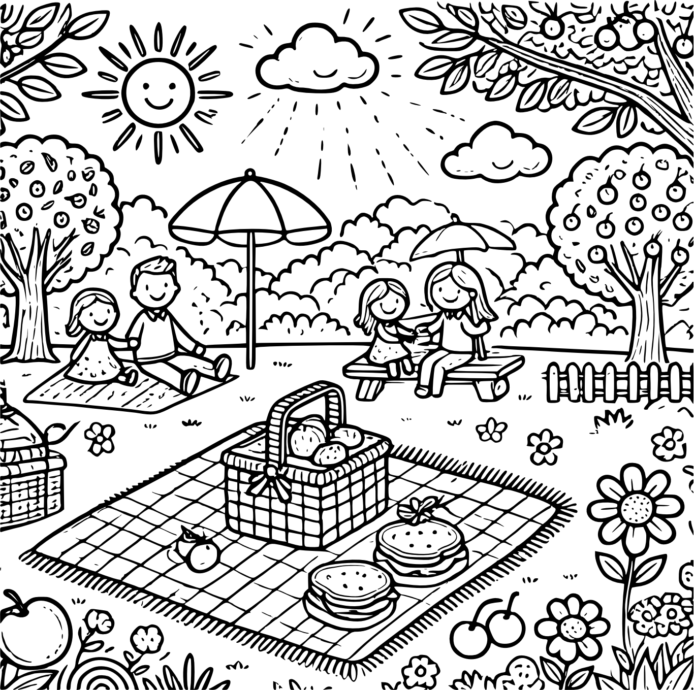 Park Picnic Coloring Pages 00