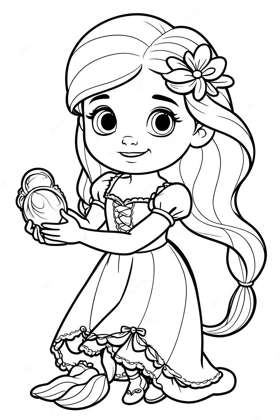 Pretty Baby Rapunzel Coloring Pages
