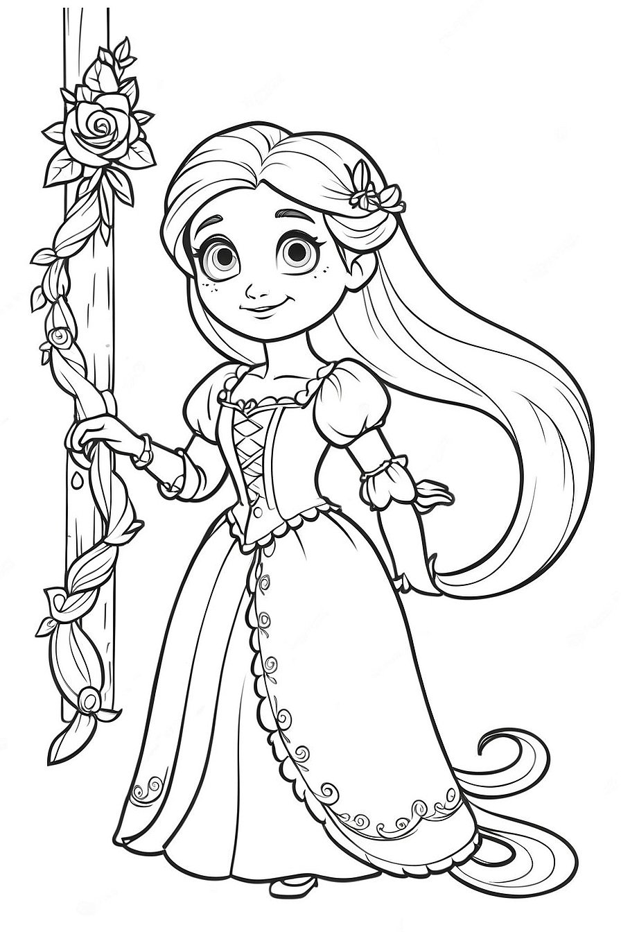 Pretty Rapunzel Coloring Pages