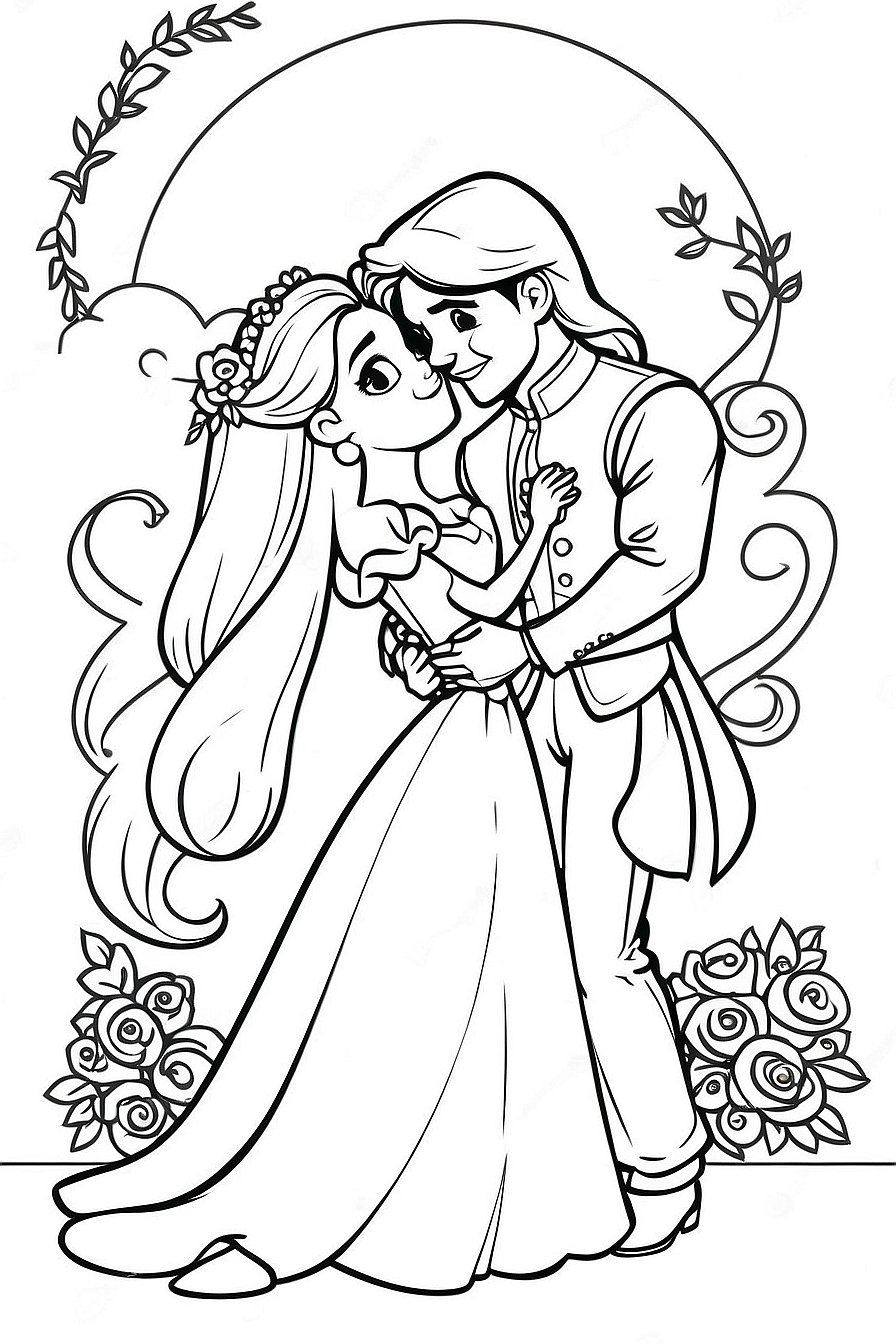 Rapunzel Wedding 2 Coloring Pages