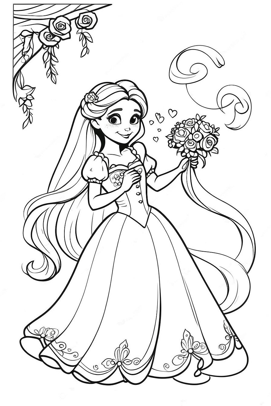 Rapunzel Wedding 4 Coloring Pages