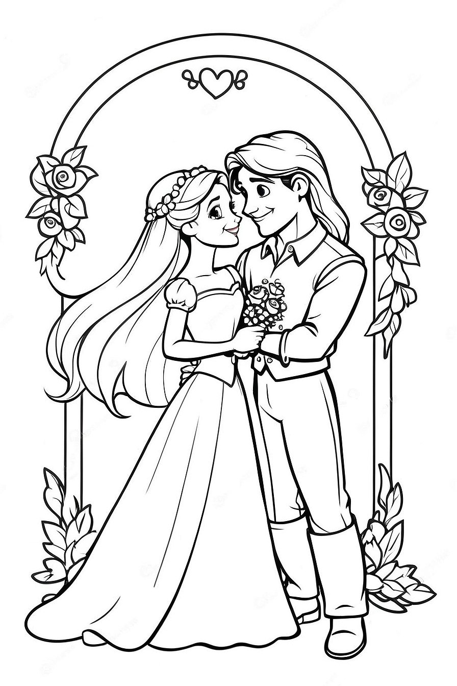 Rapunzel Wedding Coloring Pages