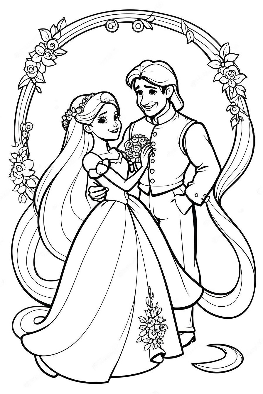 Rapunzel Wedding Day Coloring Pages