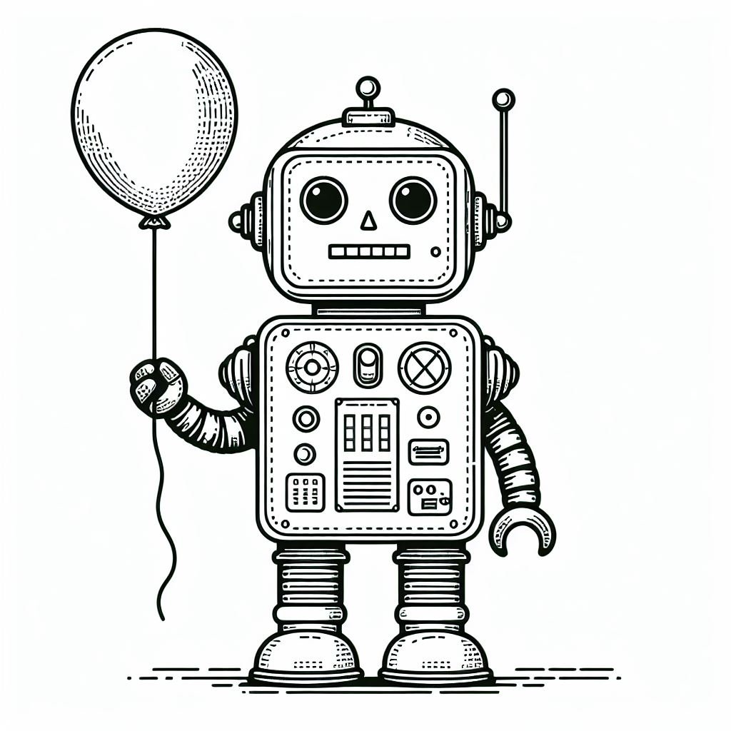 Robot With Balloon Coloring Pages Robot With Balloon Coloring Pages