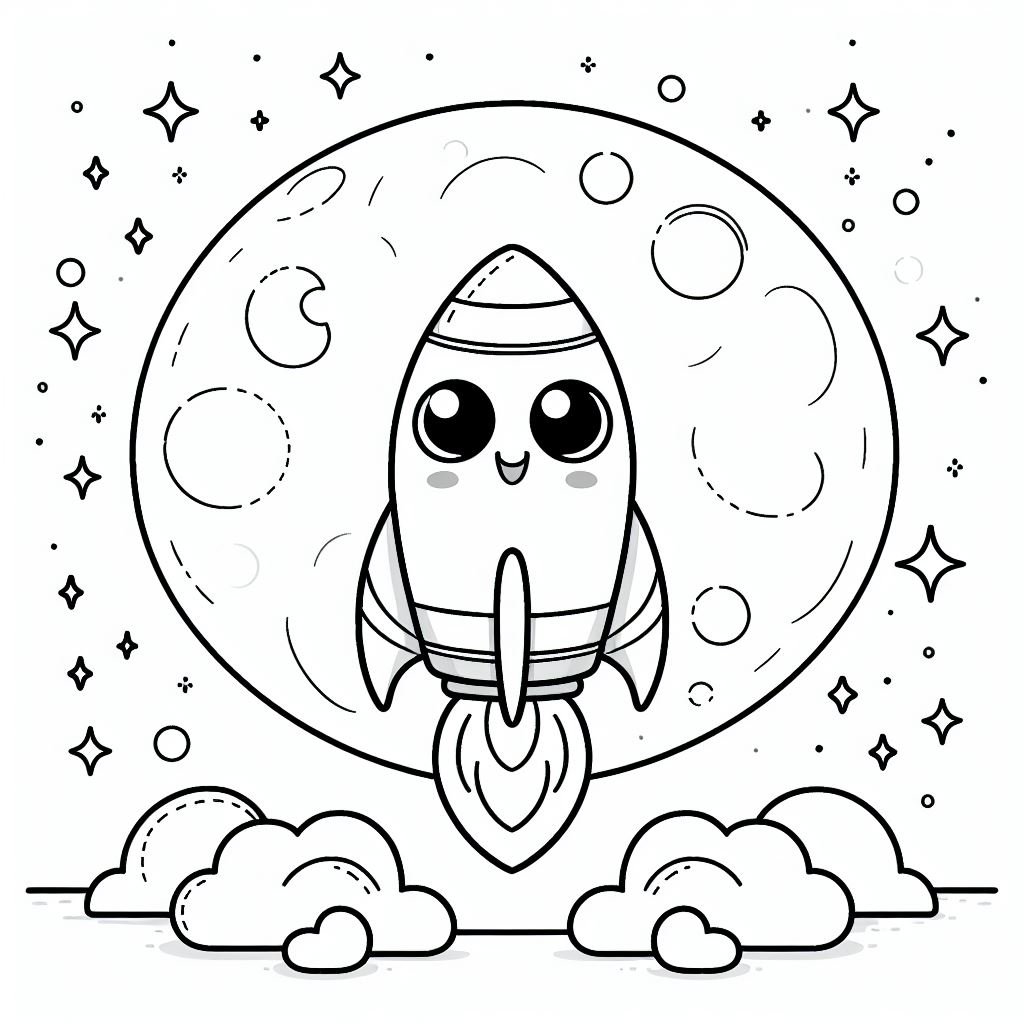Rocket And Moon Coloring Pages Rocket And Moon Coloring Pages