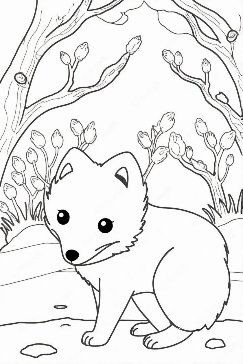 Small Arctic Fox Coloring Pages