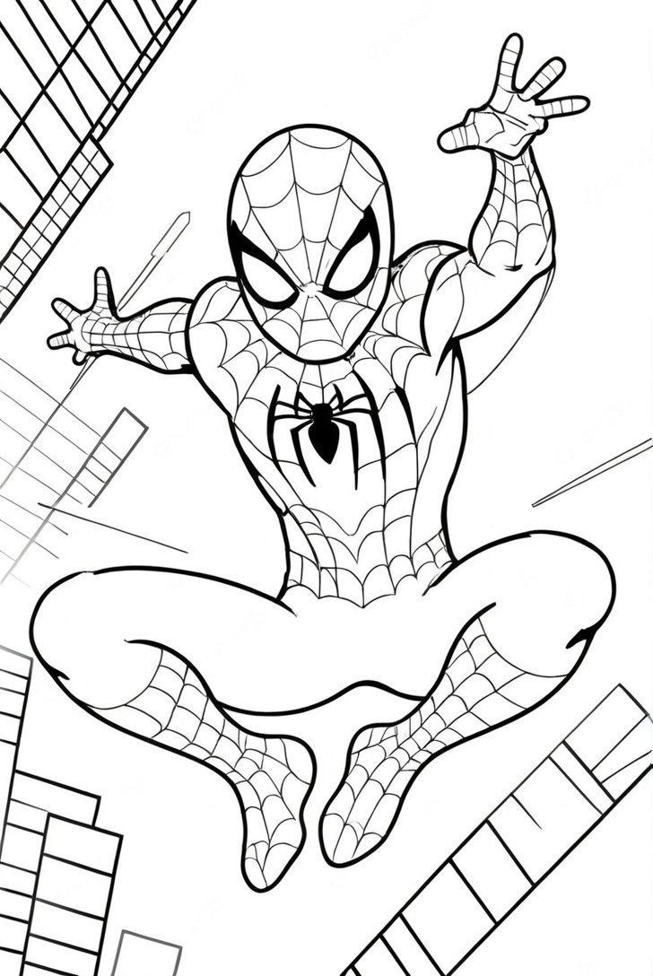 Spiderman Swing Coloring Pages 1